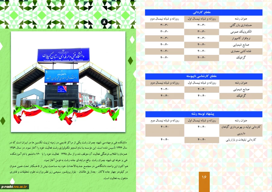 رشته های کنکور 98 دانشگاه فنی و حرفه ای استان گیلان 3