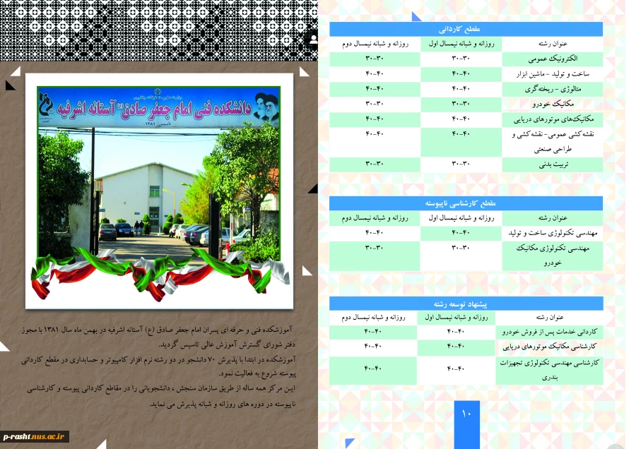 رشته های کنکور 98 دانشگاه فنی و حرفه ای استان گیلان 9