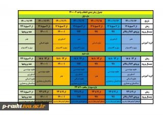 جدول زمانبندی انتخاب واحد نیمسال دوم 1400