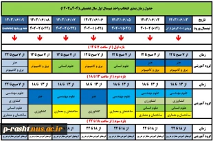 زمانبندی انتخاب واحد - مهر 1403 2